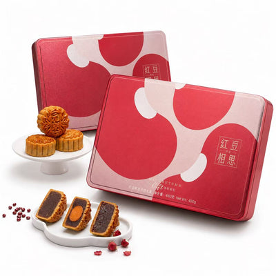 EULONG Mondkuchen Sortiment Rote Bohne Geschenkbox 480g (6 Stück)