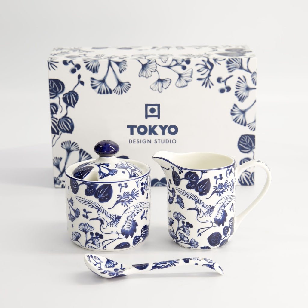 TOKYO DESIGN STUDIO Flora Japonica Milch und Zucker Geschenkset - Tasse, Henkelbecher & Löffel - MAOMAO