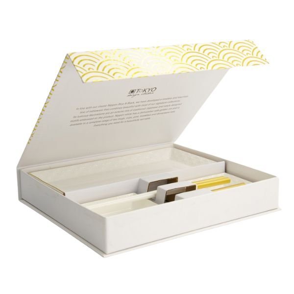 TOKYO DESIGN STUDIO Nippon Sushi Platten Set mit weißgoldenem Rand für 2 Personen - MAOMAO