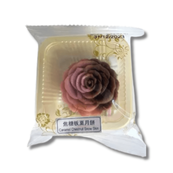 YUE BAN HUANG TING Schneehäutchen Mondkuchen Caramel Chestnut 45 g - MAOMAO