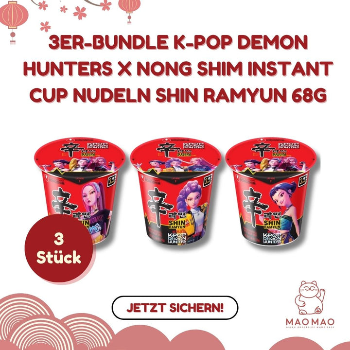 3er-Bundle K-Pop Demon Hunters x NONG SHIM Instant Cup Nudeln Shin Ramyun 68g