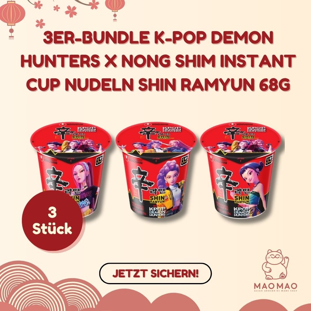 3er - Bundle K - Pop Demon Hunters x NONG SHIM Instant Cup Nudeln Shin Ramyun 68g - MAOMAO