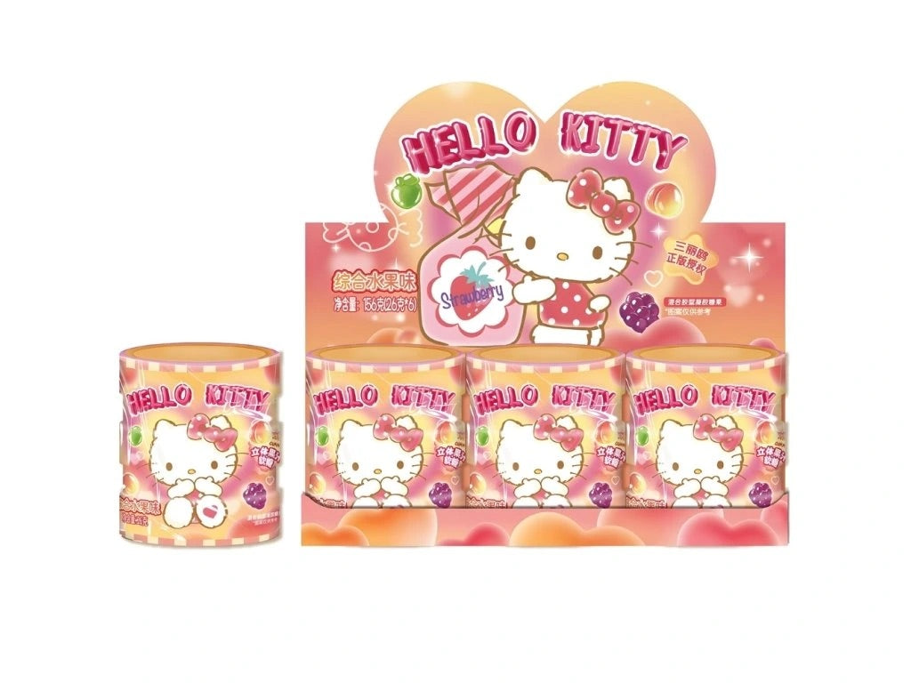 QI HELLO KITTY Erdbeer-Gummibonbons im Sparschwein 27g
