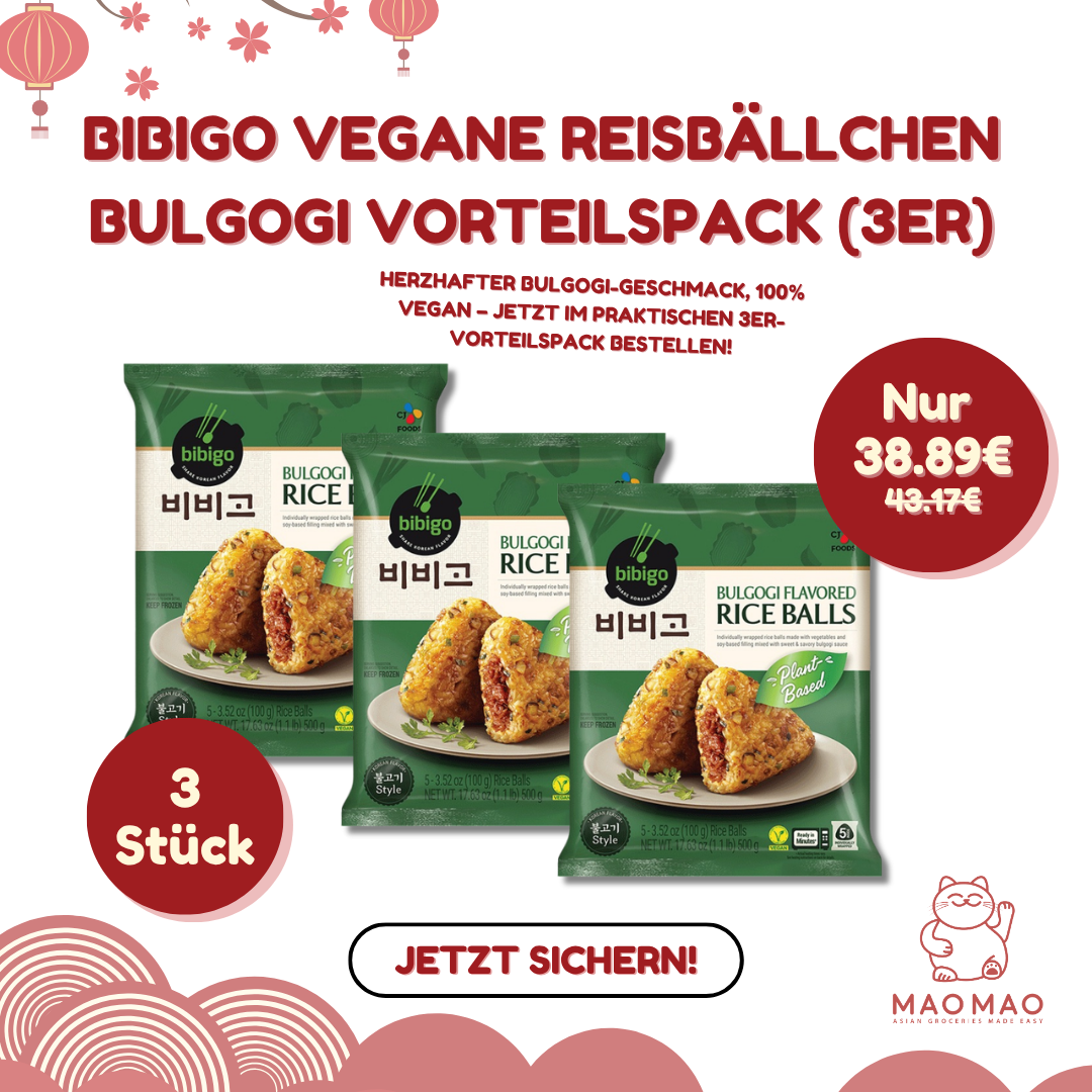 (KW) BIBIGO Vegane Reisbällchen Bulgogi Vorteilspack (3er)