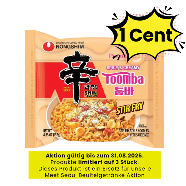 NUR 1 CENT - NONG SHIM Instant Nudeln Shin Ramyun Toomba 137g  - 3 Stück Max pro Bestellung