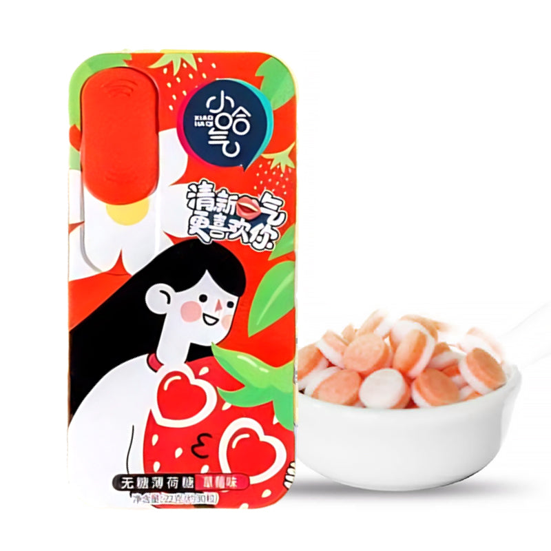 XIAOHAQI Zuckerfreie Minze mit Erdbeergeschmack 22g