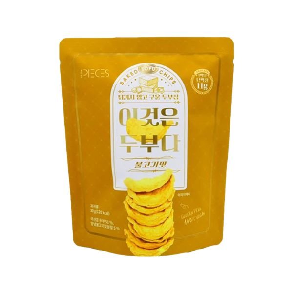 ALL THE PIECES Baked Tofu Chips Korean BBQ Flavor 30g