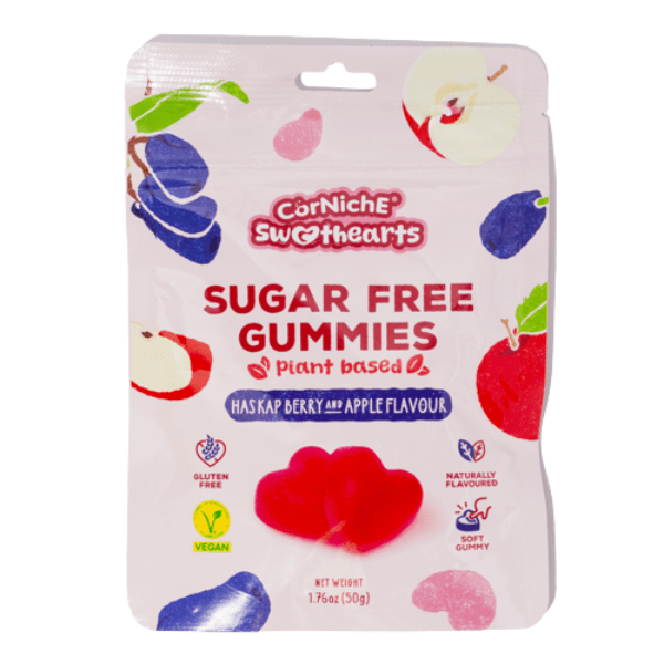 CORNICHE SWEETHEARTS Zuckerfreie Gummibonbons – Haskapbeere & Apfel 50 g - MAOMAO