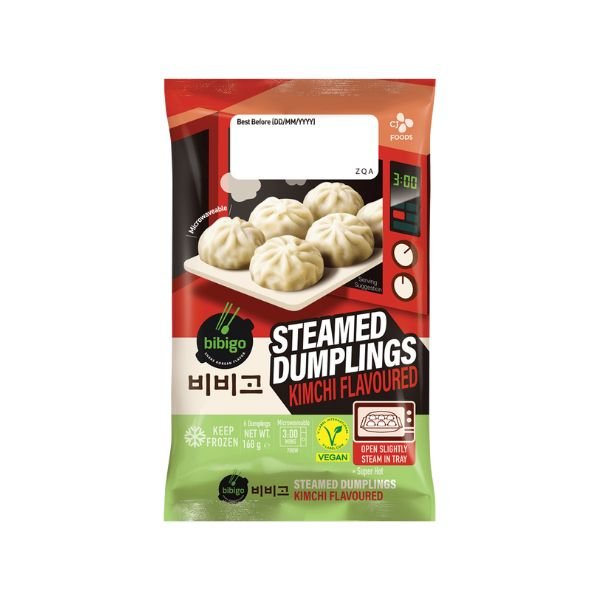 (KW) BIBIGO Vegane Gedämpfte Dumplings Kimchi (für Mikrowelle) 168g - MAOMAO