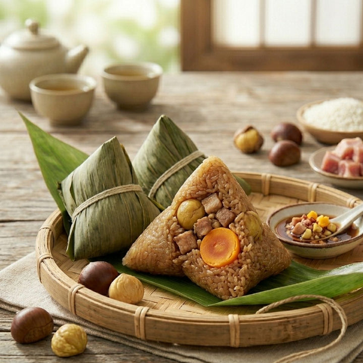 (KW) FRESHASIA Zongzi Reisbällchen mit Schweinefleisch, Maronen & gesalzenem Eigelb 170g - MAOMAO