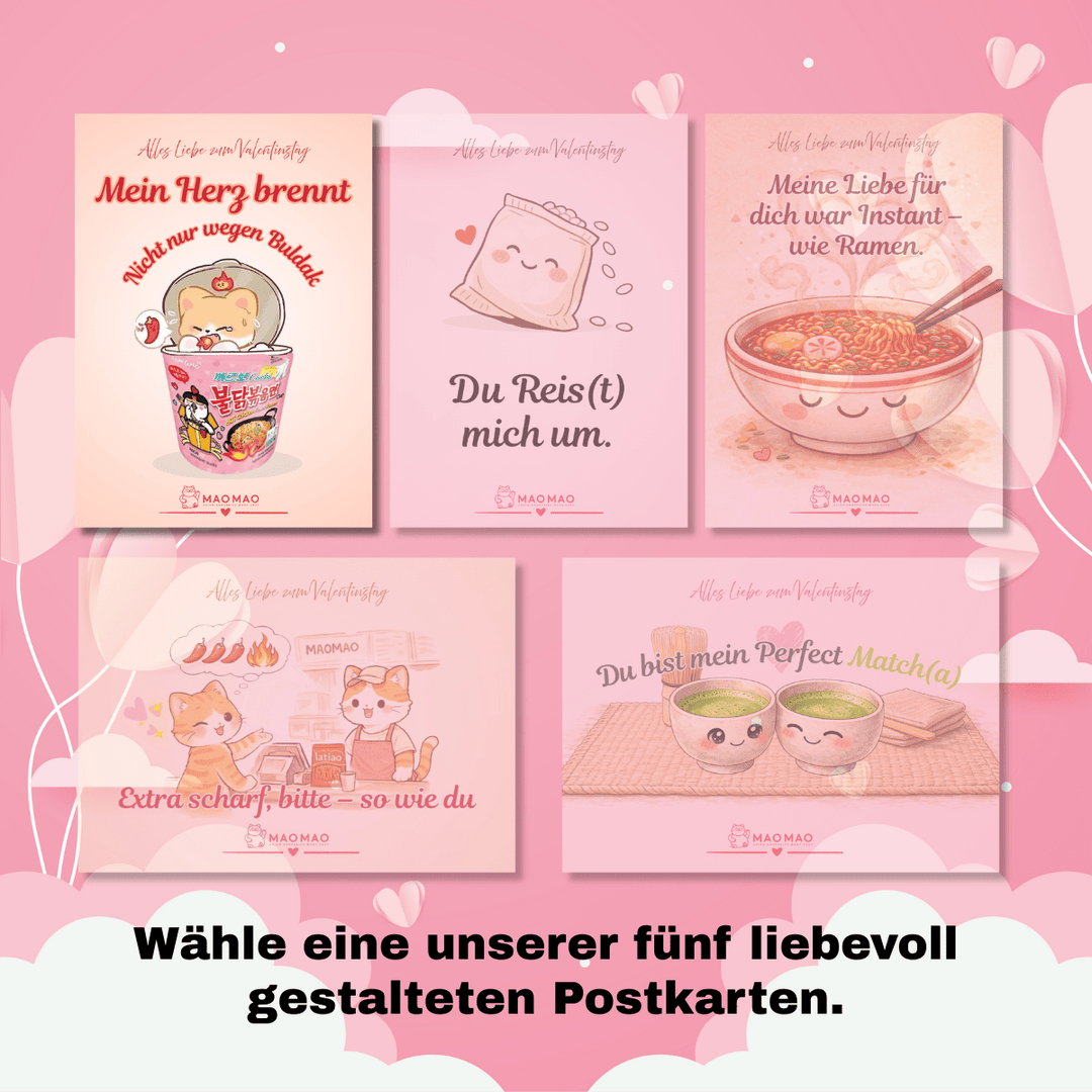 Limitiertes DIY Valentinstags - Set inkl. Postkarte „Mein Herz brennt - Nicht nur wegen Buldak“ - MAOMAO