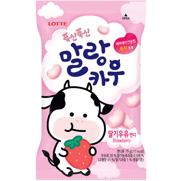 LOTTE Milchbonbons Malangkau Erdbeer 79g - MAOMAO