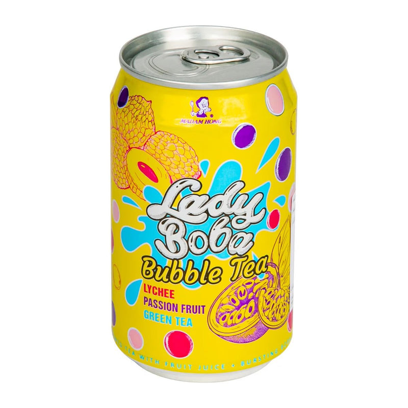 MADAM HONG Lady Boba Lychee & Passion Fruit Green Tea 320ml (DISPOSABLE)