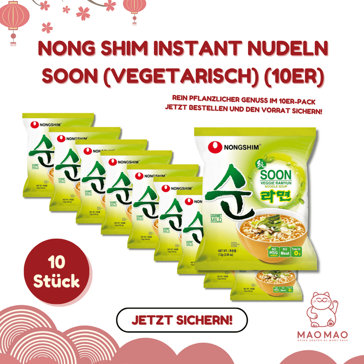 NONG SHIM Instant Nudeln Soon (vegetarisch) Set (10er) - MAOMAO