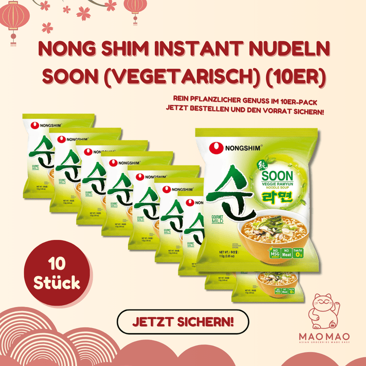 NONG SHIM Instant Nudeln Soon (vegetarisch) Set (10er) - MAOMAO