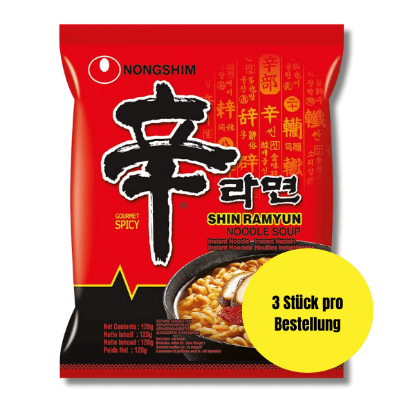 NUR 1 EURO NONG SHIM Instant Nudeln Shin Ramyun 120g - 3 Stück Max pro Bestellung - MAOMAO
