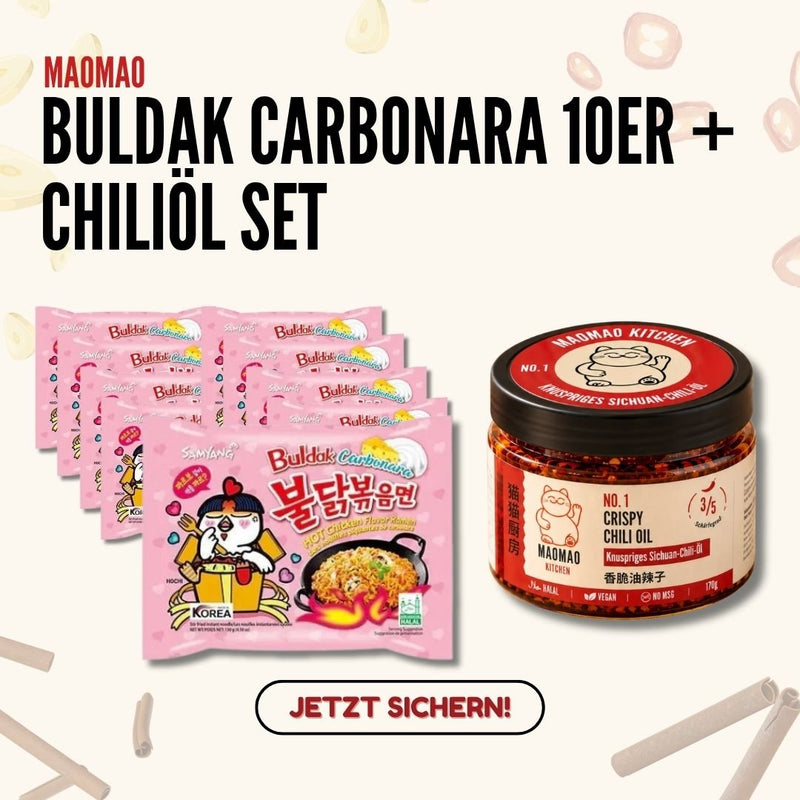 Samyang Buldak Carbonara 10er + MAOMAO Kitchen Chiliöl (NO.1) Set