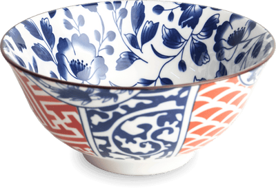 Schale Botanica Rot-Blau Muster 16 cm x 7,5 cm