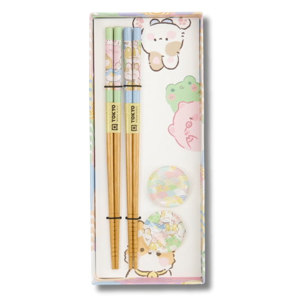 TOKYO DESIGN STUDIO Essstäbchen Set Kawaii Tiere 4 teilig - MAOMAO