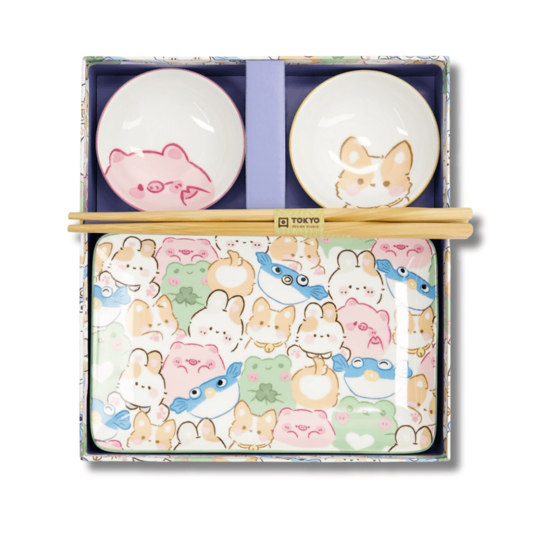TOKYO DESIGN STUDIO Kawaii Animals Sushi Geschenkset 6 - teilig – Mehrfarbig - MAOMAO