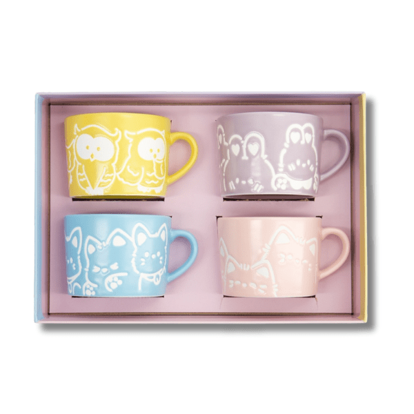 TOKYO DESIGN STUDIO Kawaii Animals Tassen Geschenkset 4 - teilig 8x6 cm - MAOMAO
