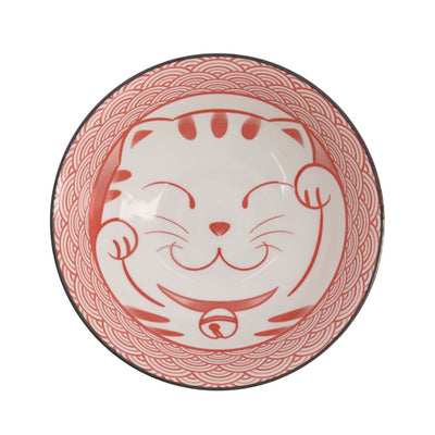 TOKYO DESIGN STUDIO Lucky Cat Bowl Red (19.7 x 7.5 cm)