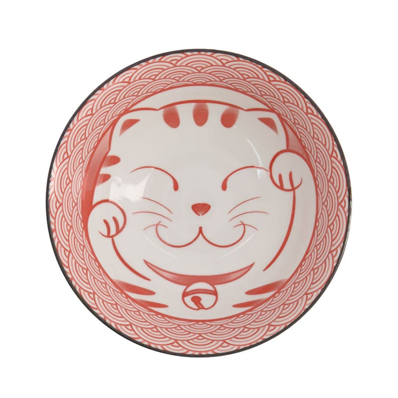 TOKYO DESIGN STUDIO Lucky Cat Bowl Red (19.7 x 7.5 cm)