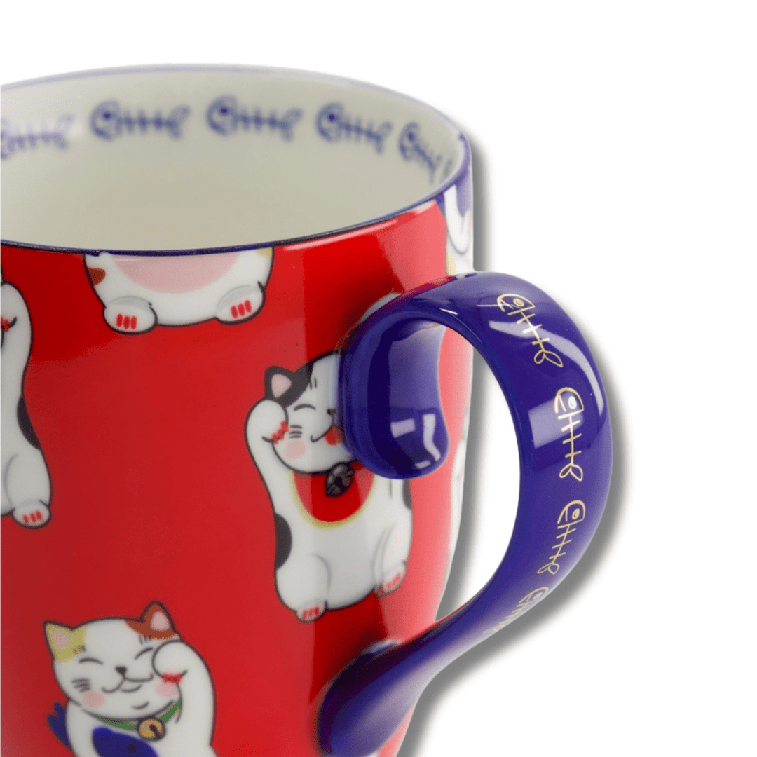 TOKYO DESIGN STUDIO Kawaii Lucky Cat Mug mit Geschenkbox – Rot 8,5x10,2 cm / 340 ml - MAOMAO