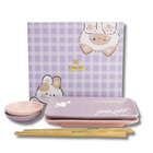 TOKYO DESIGN STUDIO Kawaii Rabbit Cat Sushi Geschenkset 6-teilig – Rosa/Lila Bild 1