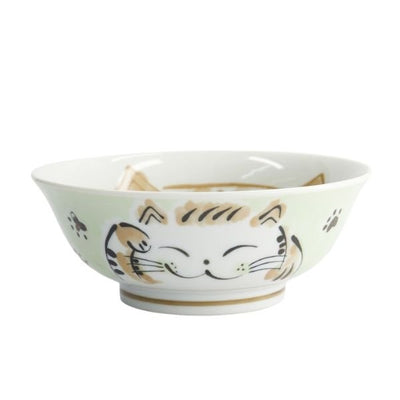 TOKYO DESIGN STUDIO Kawaii Ramen Bowl Fuku Cat Neko Green (20.7 x 8 cm)