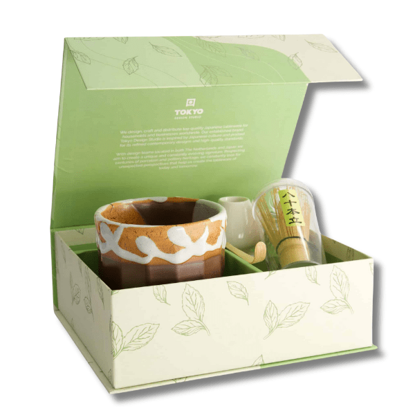 TOKYO DESIGN STUDIO Matcha Gift Set Kanegin Brown 4-piece 11x8 cm