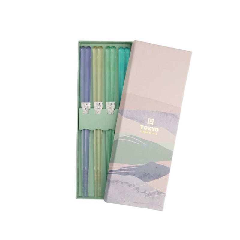 TOKYO DESIGN STUDIO Stäbchen Geschenkset 4 Paar Acryl Blau