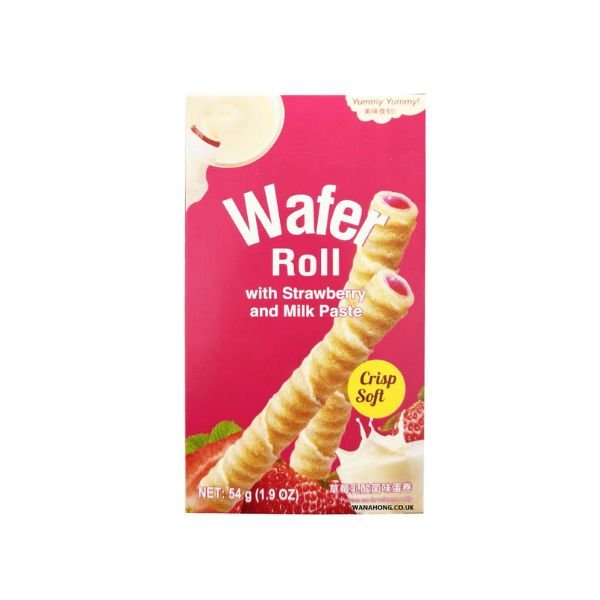 YUMMY YUMMY Waffle Roll Strawberry and Milk 54g