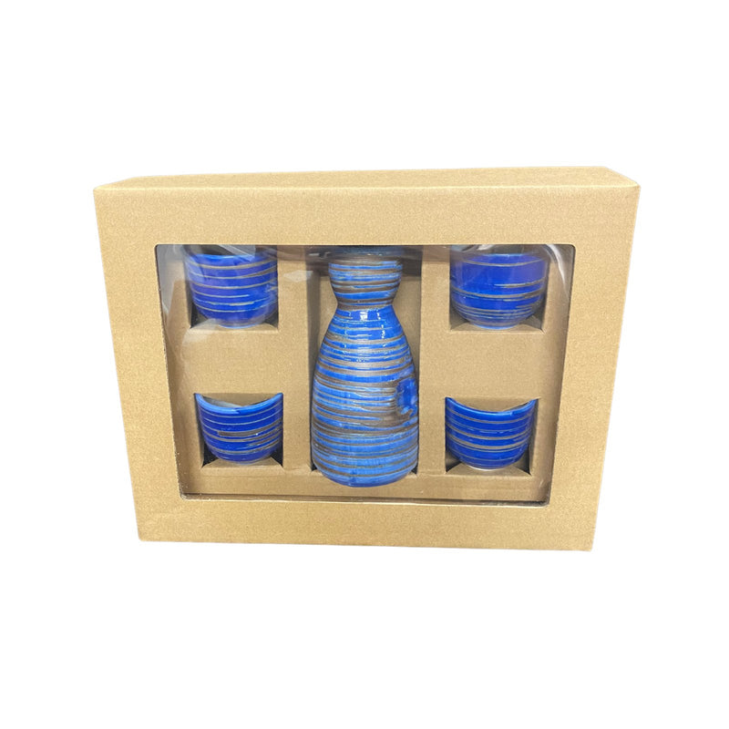 Blue Japanese Sake Set (1 pot + 4 cups)