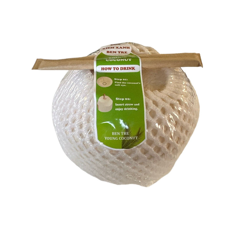 Fresh Coconut Easy Peel with Straw