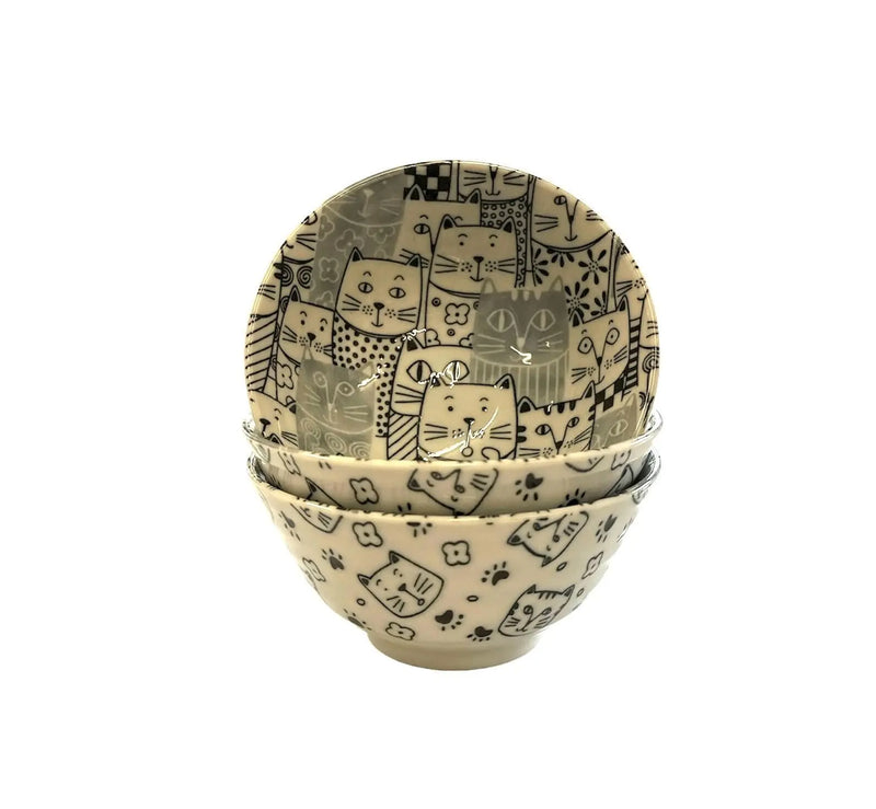 Japanese bowl with cat motif (d=14cm)